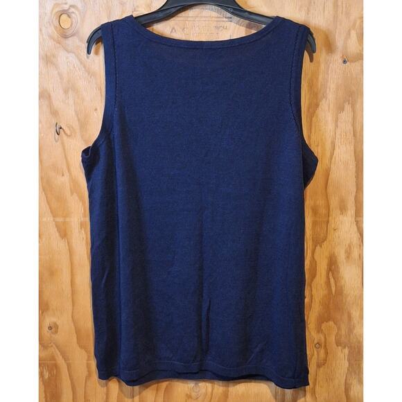 Talbots Tank Top Women's 1X  Navy 100% Linen Classic Minimalist Basic Staple - Picture 3 of 7